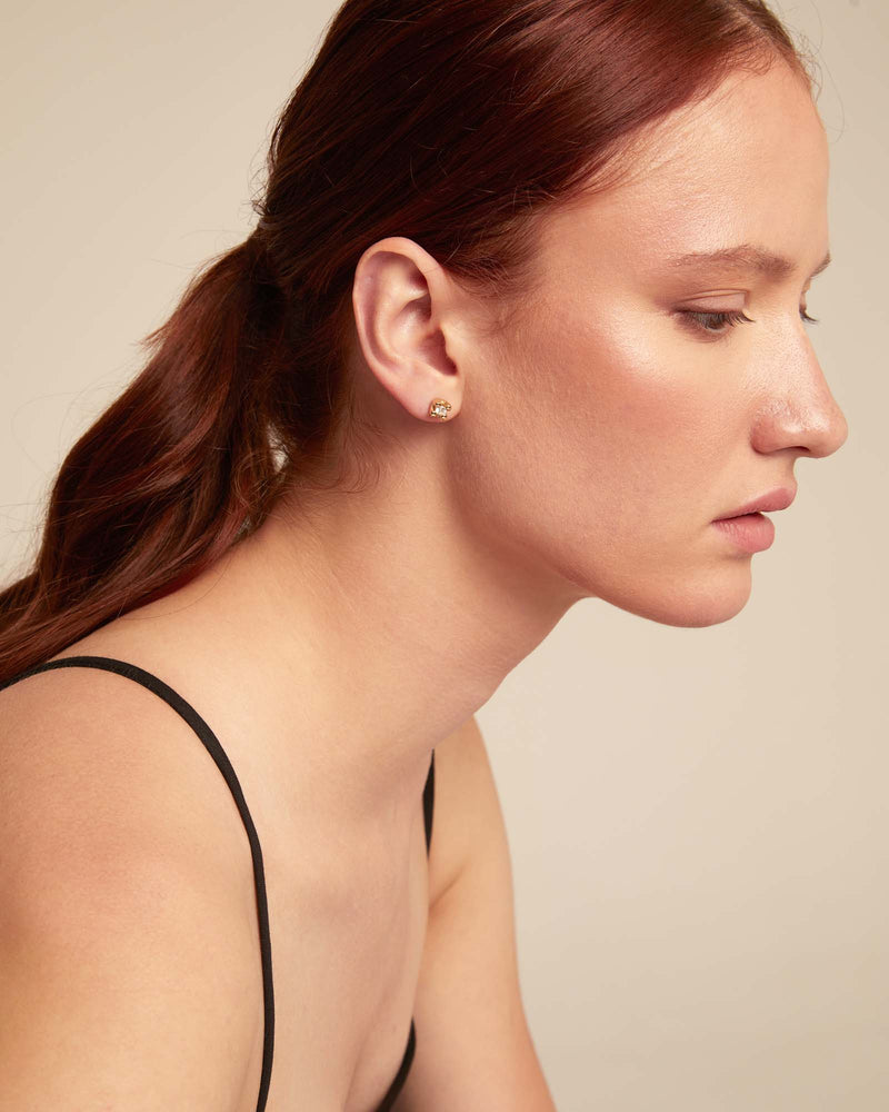Uno De 50 - 18k Gold-plated Earrings with White Cubic