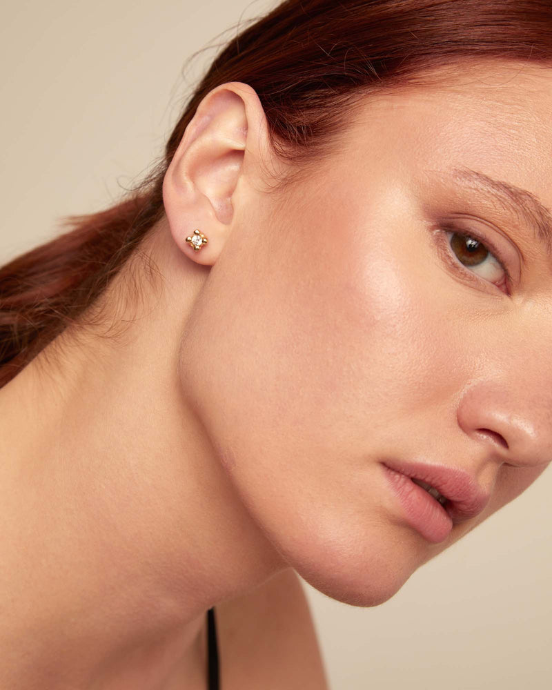 Uno De 50 - 18k Gold-plated Earrings with White Cubic