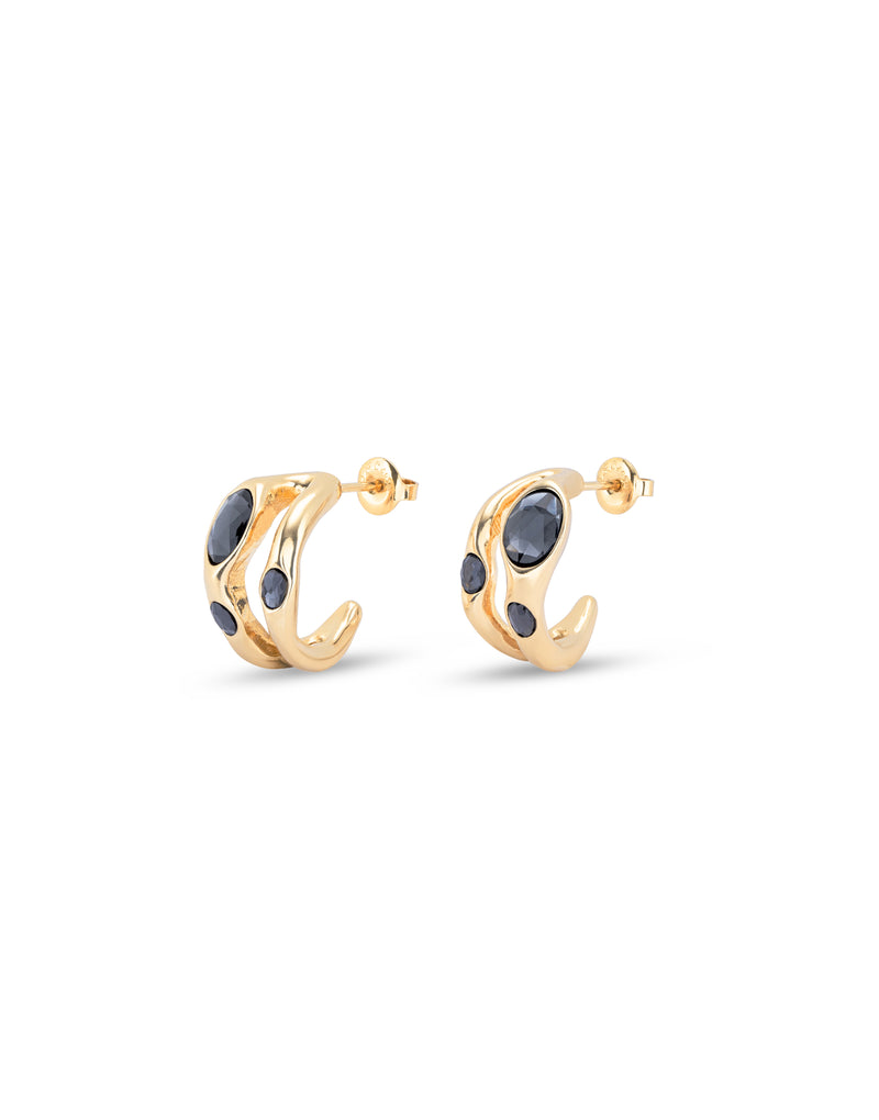 Uno De 50 - 18k Gold-plated Earrings with Multicolor Crystal