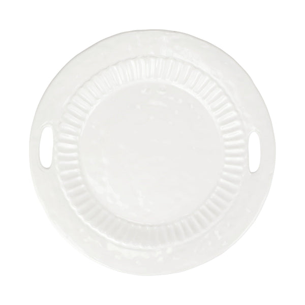 Vietri - Round Trays - Pietra Serena Handled Tray - White