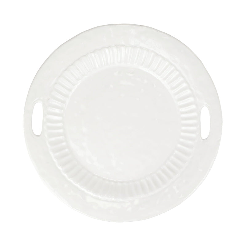 Vietri - Round Trays - Pietra Serena Handled Tray - White
