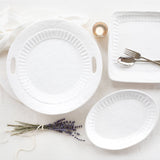 Vietri - Round Trays - Pietra Serena Handled Tray - White