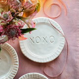 Vietri - Small Plates - Pietra Serena Xoxo Plate - White