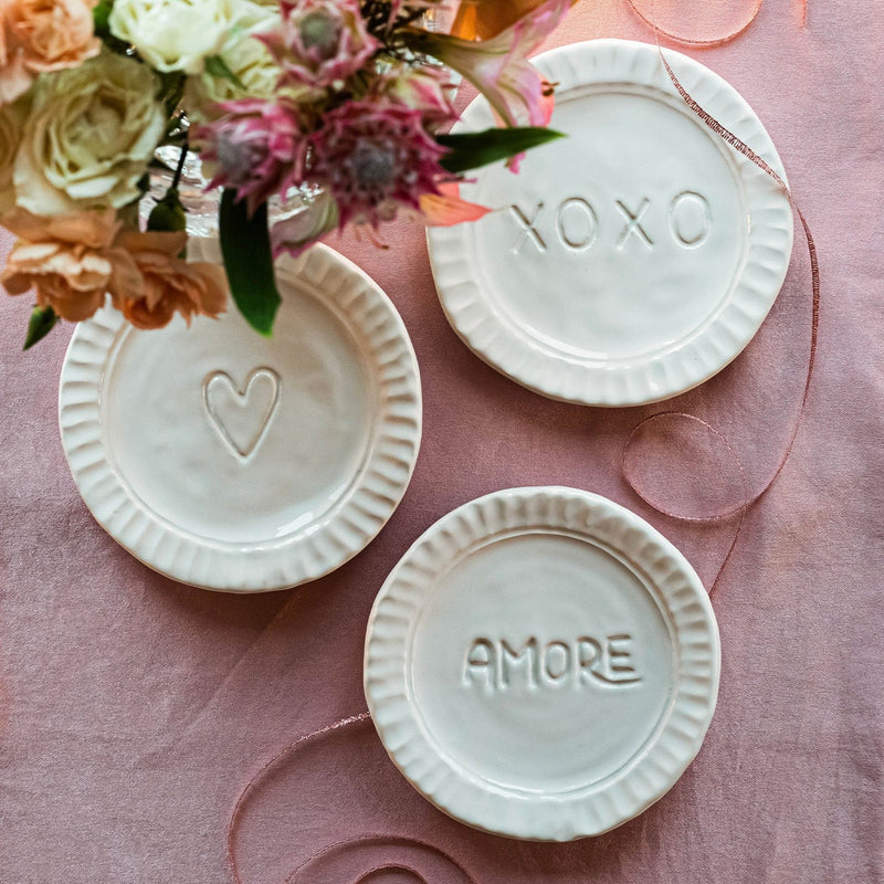 Vietri - Small Plates - Pietra Serena Heart Plate - White