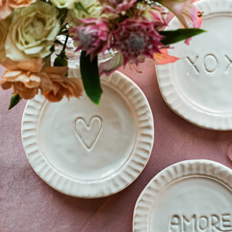 Vietri - Small Plates - Pietra Serena Heart Plate - White