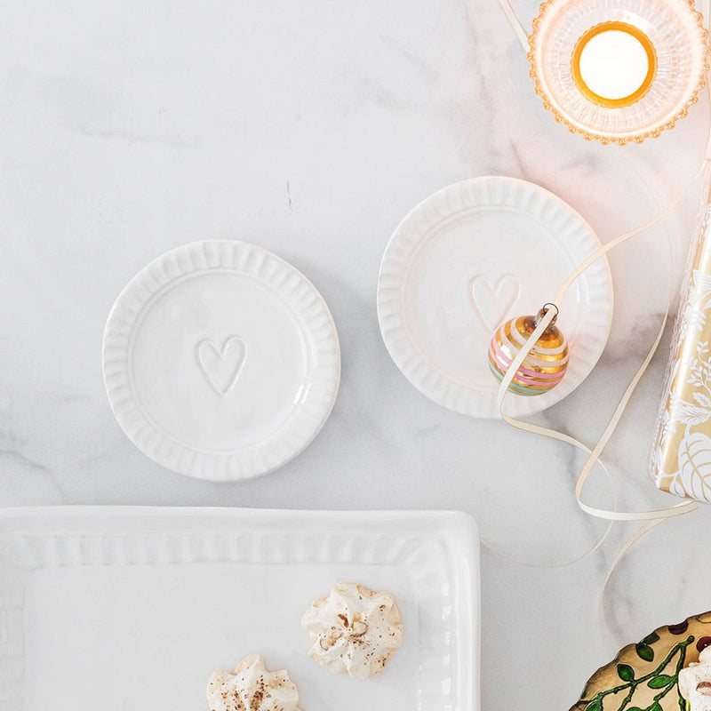Vietri - Small Plates - Pietra Serena Heart Plate - White
