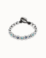 Uno De 50 - Brown Leather Sterling Silver-plated Bracelet