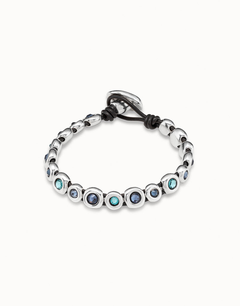 Uno De 50 - Brown Leather Sterling Silver-plated Bracelet