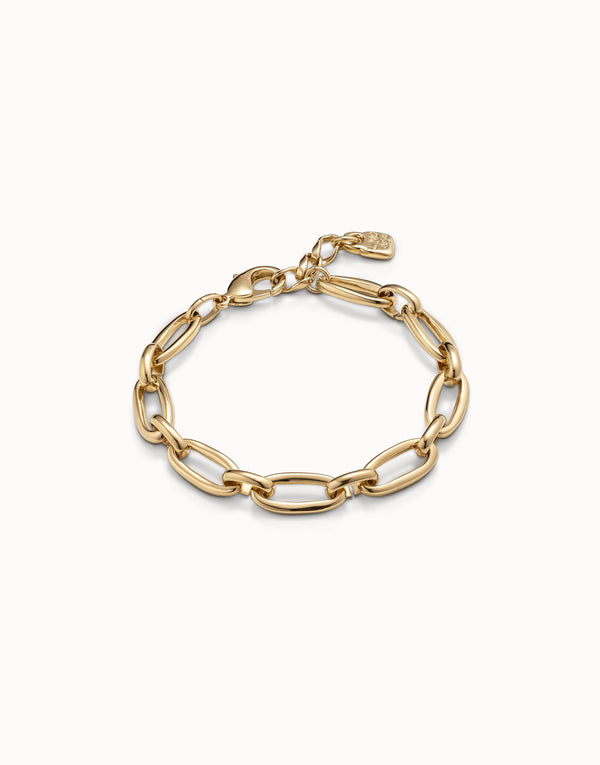Uno De 50 - Gold Plated Medium Sized Oval Link Bracelet