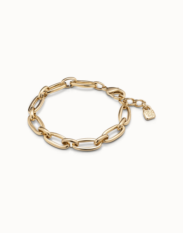 Uno De 50 - Gold Plated Medium Sized Oval Link Bracelet