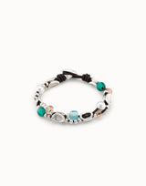 Uno De 50 - Leather Bracelet with Sterling Silver-plated