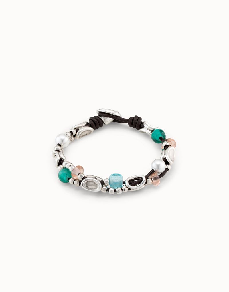 Uno De 50 - Leather Bracelet with Sterling Silver-plated