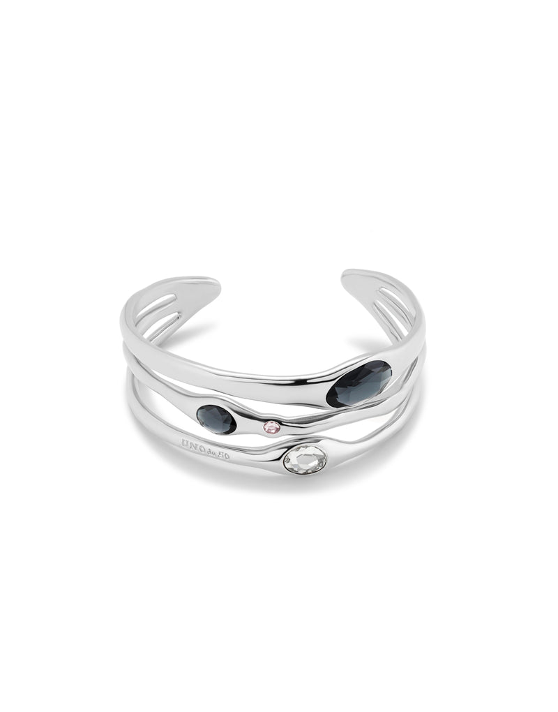 Uno De 50 - Rigid Sterling Silver-plated Bracelet with Blue