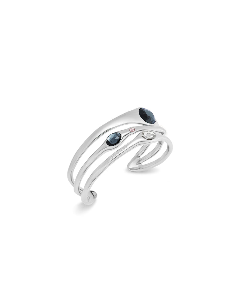 Uno De 50 - Rigid Sterling Silver-plated Bracelet with Blue