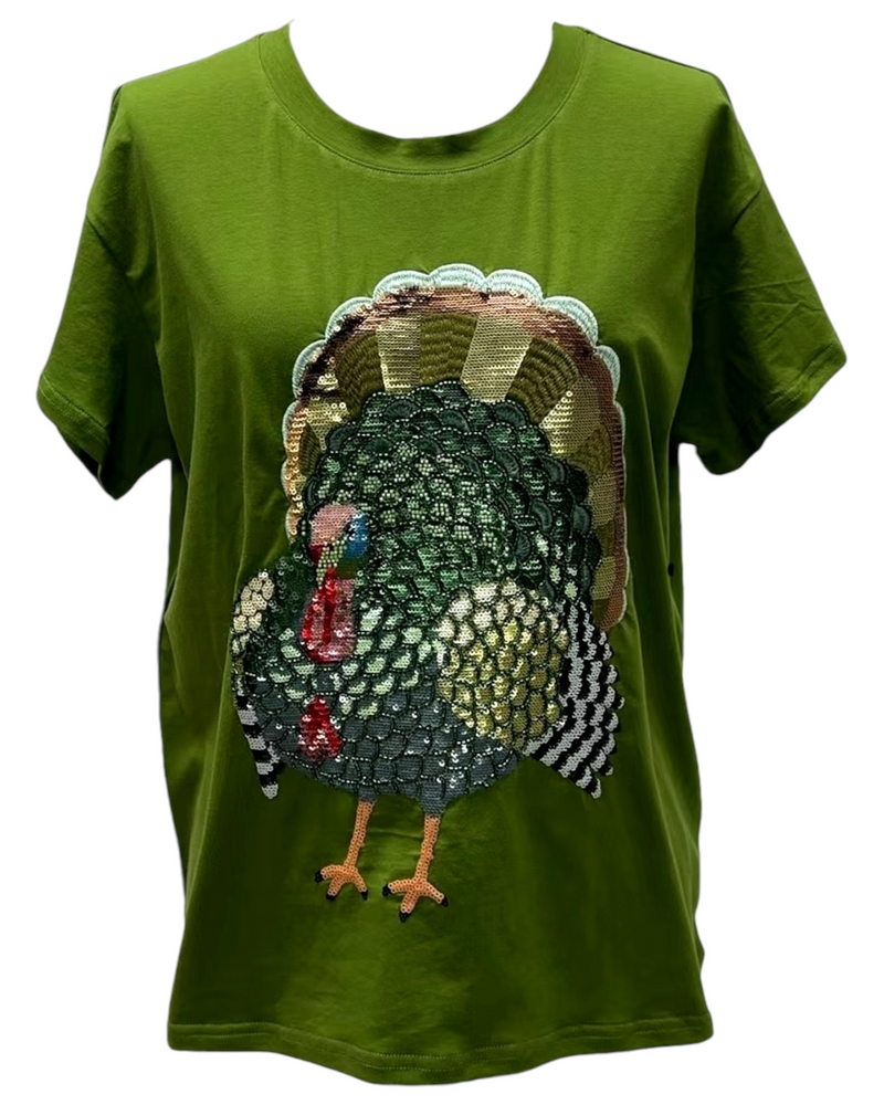 Queen of Sparkles - Tee - Olive Green Big Turkey