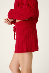 P.J. Salvage Cozy Chenille Cable Knit Red Lounge Shorts in Jester Red