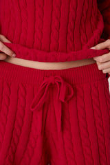 P.J. Salvage Cozy Chenille Cable Knit Red Lounge Shorts in Jester Red