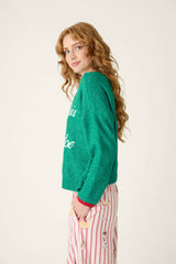 P.J. Salvage Martinis & Mistletoe Snuggle Sweater in Ivy