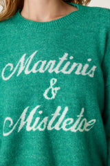 P.J. Salvage Martinis & Mistletoe Snuggle Sweater in Ivy