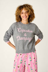 P.J. Salvage Cupcakes & Champagne Snuggle Sweater in Dark Heather Grey
