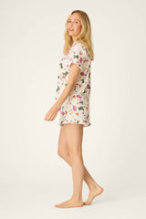 P.J. Salvage Saddle Up western print 3-piece pajama set in Nude