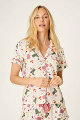P.J. Salvage Saddle Up western print 3-piece pajama set in Nude