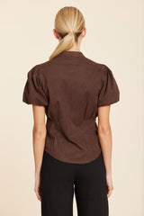 Faux Suede Darted Waist Top in Coffee by Dolce Cabo, view 4