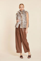 Faux Lynx Fur Vest in Grey Multi by Dolce Cabo, view 2