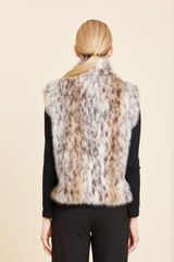 Faux Lynx Fur Vest in Grey Multi by Dolce Cabo, view 5