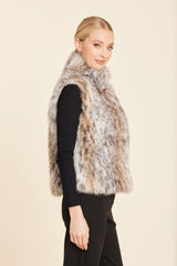 Faux Lynx Fur Vest in Grey Multi by Dolce Cabo, view 4