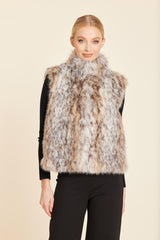 Faux Lynx Fur Vest in Grey Multi by Dolce Cabo, view 3