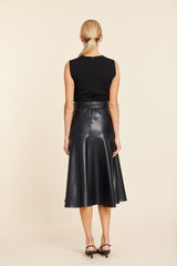 Faux Leather Skater Midi Dress in Black by Dolce Cabo, view 4