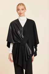 Faux Leather and Faux Suede Whipstitch Wrap in Black by Dolce Cabo, view 1