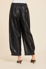 Faux Leather Barrel Leg Pant in Black by Dolce Cabo, view 3