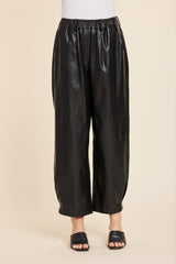 Faux Leather Barrel Leg Pant in Black by Dolce Cabo, view 1