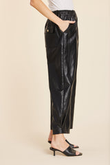 Faux Leather Barrel Leg Pant in Black by Dolce Cabo, view 2