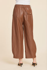 Faux Leather Barrel Leg Pant in Toffee by Dolce Cabo, view 4