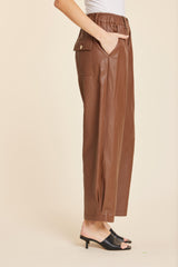 Faux Leather Barrel Leg Pant in Toffee by Dolce Cabo, view 2