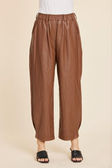 Faux Leather Barrel Leg Pant in Toffee by Dolce Cabo, view 1