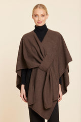 Knit Twist Front Wrap in Brown by Dolce Cabo, view 1