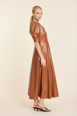Faux Leather Maxi Dress in Saddle by Dolce Cabo, view 2