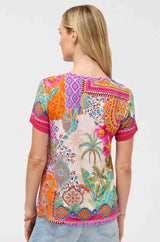 Janie Favorite Short Sleeve V-Neck Swing Tee in Avelar view 2