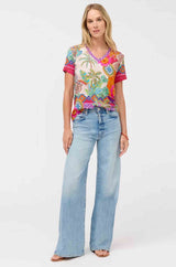 Janie Favorite Short Sleeve V-Neck Swing Tee in Avelar view 4