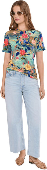 Janie Favorite Short Sleeve Crew Neck Tee in Chemis Scarf view 2