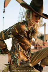 Oil Camp Blouse in Print by Double D Ranch