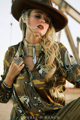 Oil Camp Blouse in Print by Double D Ranch