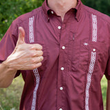 Guayabera Libre in Maroon view 4