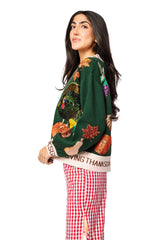 Queen of Sparkles - Dark Green ?Thanksgiving’ Button Cardigan