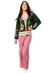 Queen of Sparkles - Dark Green ?Thanksgiving’ Button Cardigan