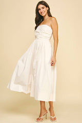 SHIRRING DETAILED SLEEVELESS MIDI DRESS - 6608D: COBALT BLUE / S
